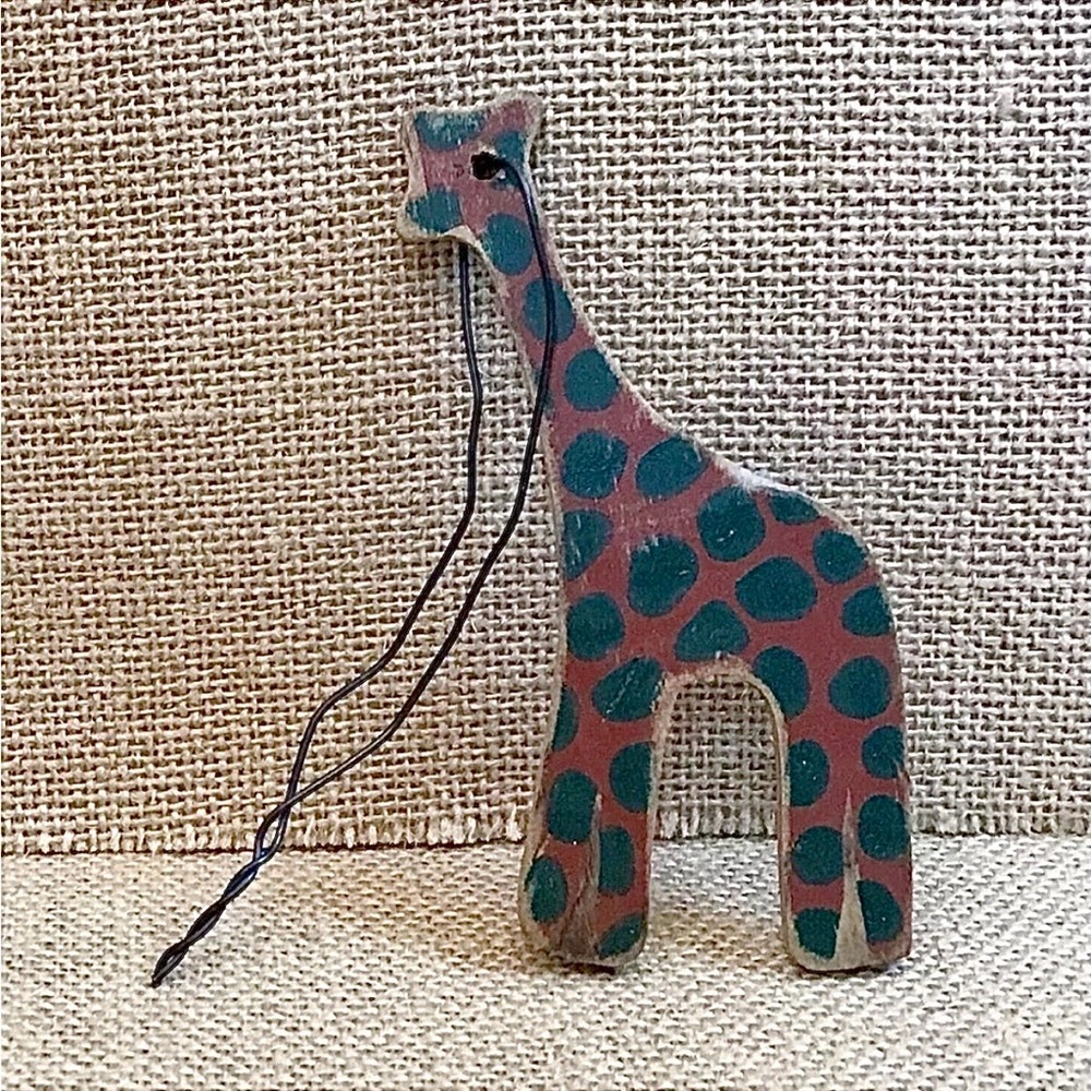 Wood Giraffe Ornament Christmas Holiday Rustic Farmhouse Primitive Safari